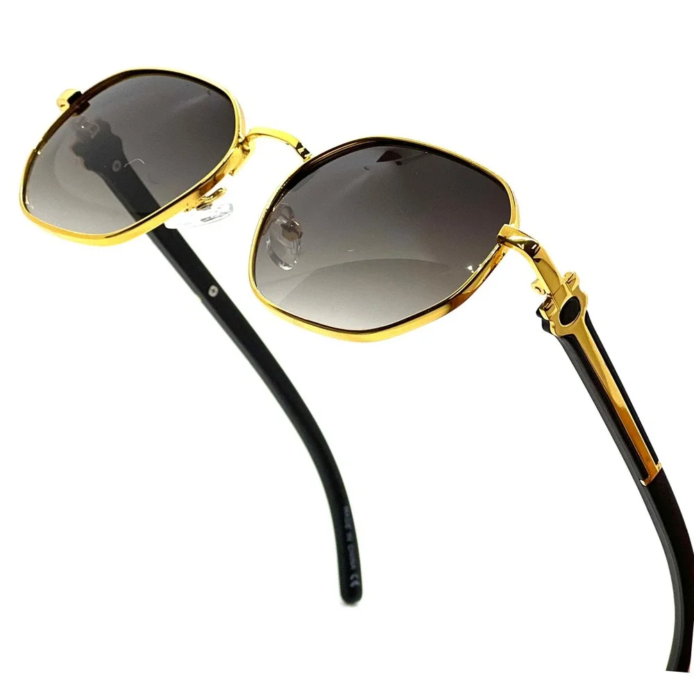 Men Sunglasses Fashion Designer Gray Gold Octagon Vintage Retro Shades‎ Hip Hop